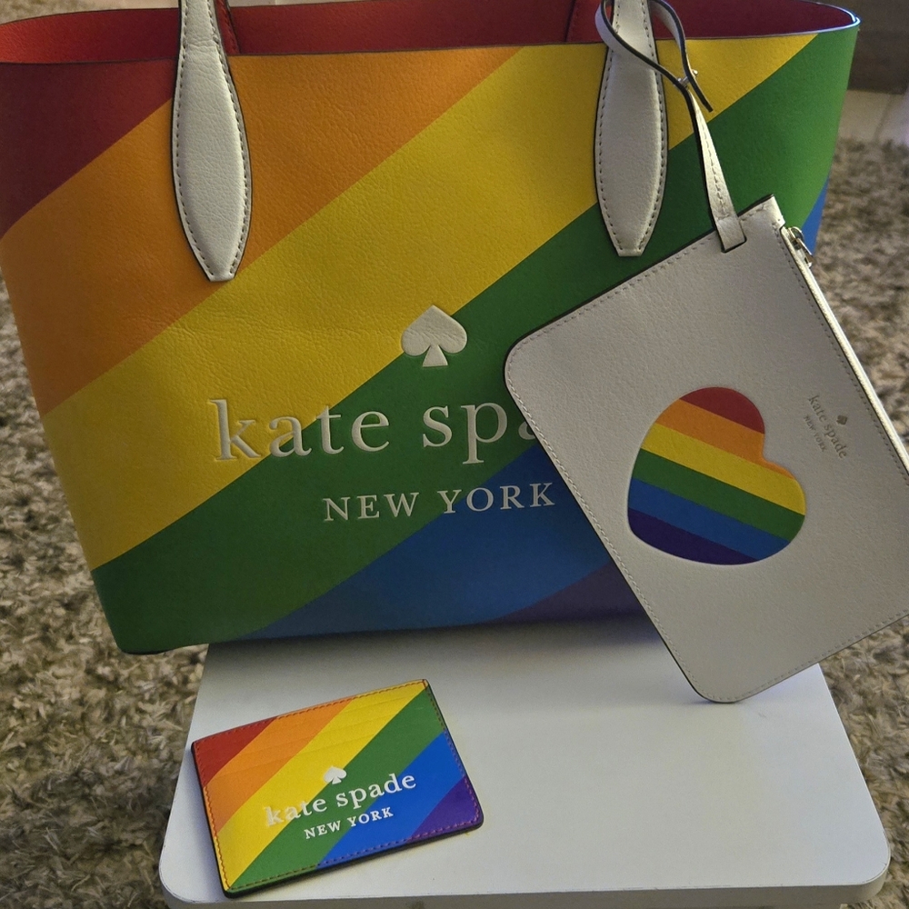 Kate Spade Multicolor Stripe Tote and Pouch Set